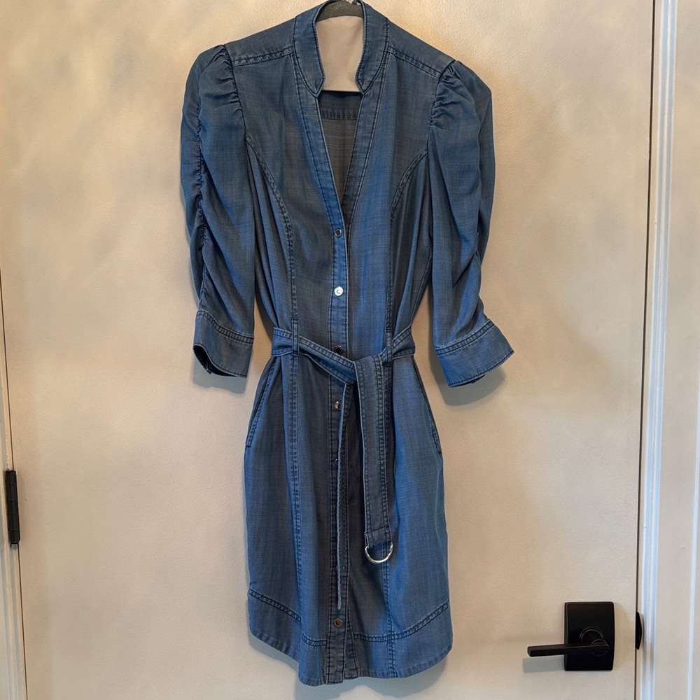 White House Black Market 3/4 Sleeve Denim Chambray Dress